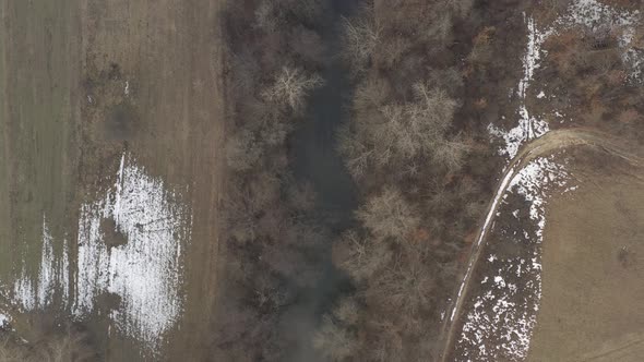 Flow of river Timok in Eastern Serbia 4K drone footage