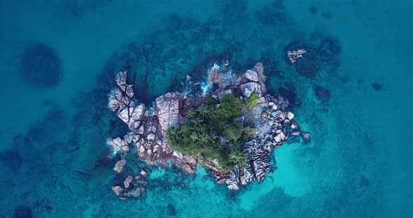 4K Aerial Footage of the St. Pierre Island surrounding Blue Water of the Indian Ocean, Seychelles