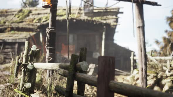 Old Retro Village in Pine Forest alt