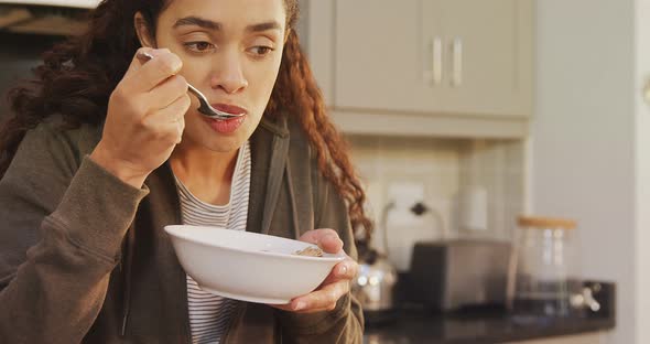 Woman having her morning breakfast 4K 4k