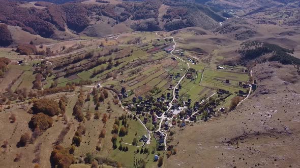 The Village Landscape In Mountains