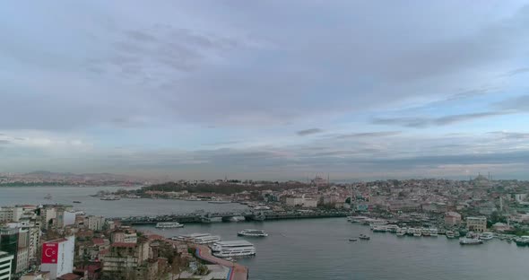 Aerial View of Galata Tower and Bosphorus Istanbul