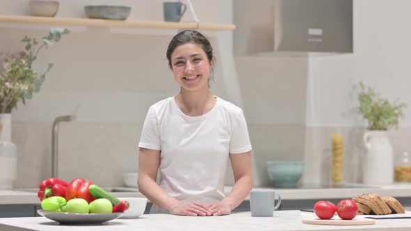 Young Indian Woman Shaking Head As No Sign While in Kitchen