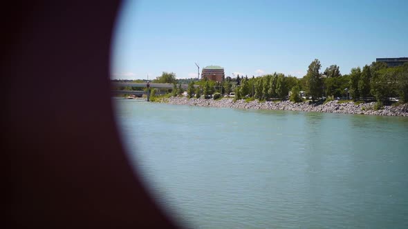 Beautiful river glistening on a sunny day in the city.