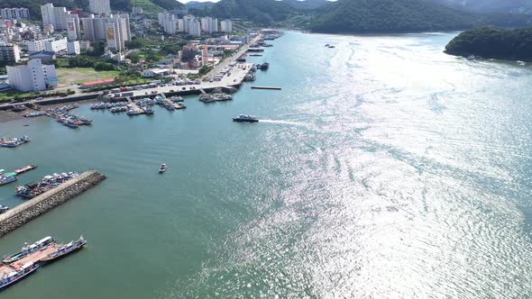 4K Aerial Drone Footage View of Tongyeong Port