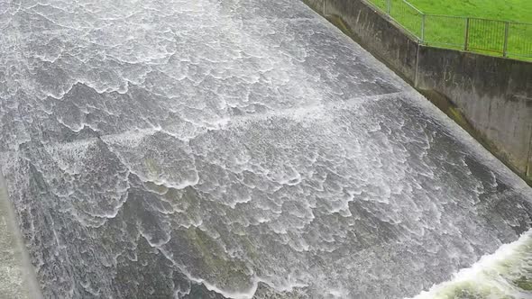 Dam waterway with flowing water