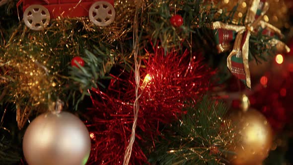 Close-up of decorative christmas tree