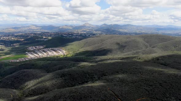 View From the Top of the Black Mountain of Carmel Valley Suburban Neighborhood on the Background.