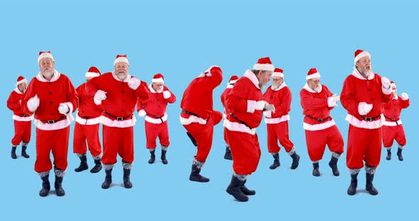 Group of santa claus dancing