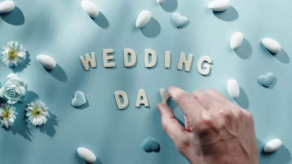 Wedding Day with Confetti and Blue Background