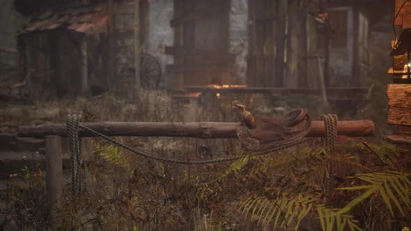 Old Farm House in Lithuania with a Fence alt