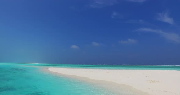 Wide overhead abstract shot of a summer white paradise sand beach and aqua turquoise water backgroun