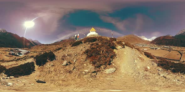 VR of Dingboche and Pheriche Village in Nepal, Basic Point of Everest Base Camp Track. EBC