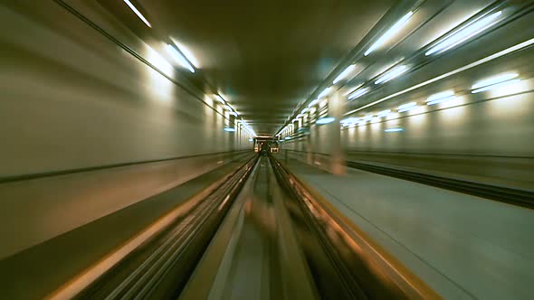 Time Lapse Automatic Train Subway Tunnel Fast Speed