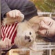 asian woman stay home and working with dog friend together pov vertical shot - VideoHive Item for Sale