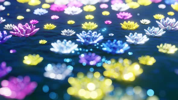 Colorful lotus loop background | Water Lotus Background Loop