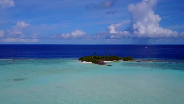 Drone view seascape of tourist beach by sea and sand background