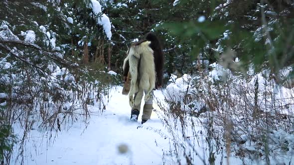 Native Shaman Warrior in Winter Woodland