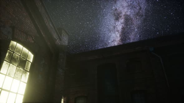 Milky Way Stars Above Abandoned Old Fatory