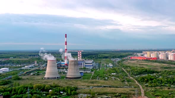 Combined Heat and Power Plant at Sunset