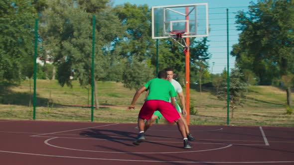 Street Basketball Players Playing Half Court Game