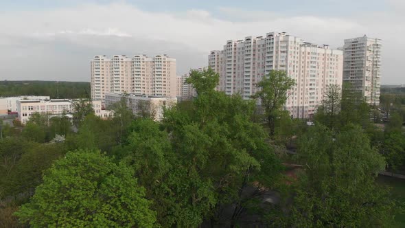 Movement of Moscow Overlooking Houses and School, Russia