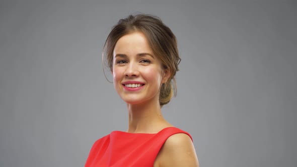 Portrait of Beautiful Young Woman in Red Dress 7