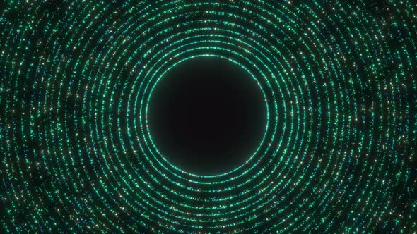 particle circle background. Futuristic Circle Technology Background, Glowing Green Particle Animated