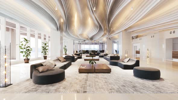 Luxurious Hotel Lobby With Large Sofas