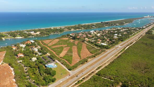 Jupiter Florida Coastal Town View Of Atlantic Ocean And Indian River