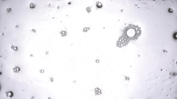 Detergent Splashes on the Glass Against a Bright White Background. The Bubbles Are Grouped Together