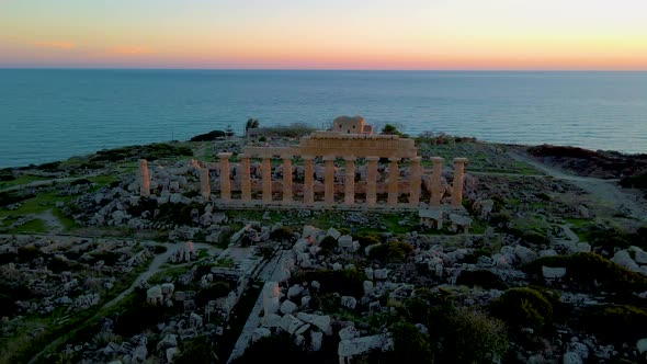 Selinunte Temple Sicily Italy Sunset at the Archeological Site of Selinunte Sicilia