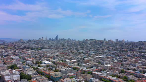 Panning shot of the city of San Francisco, California