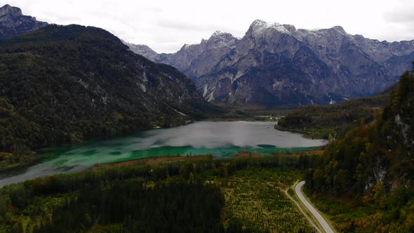 Beautiful Landscape with Mountains, forest and an Lake