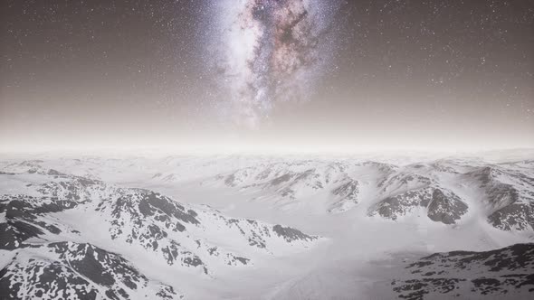 Milky Way Above Snow Covered Terrain