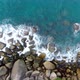 Aerial view Wave sea eater breaking stones coastline . - VideoHive Item for Sale