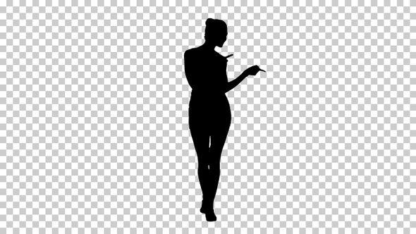 Silhouette girl walking, Alpha Channel alt