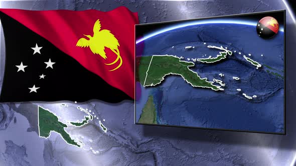 Papua New Guinea Flag And Map Animation