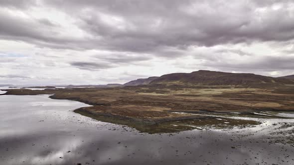 Drone Over Dramatic Landscape In Iceland