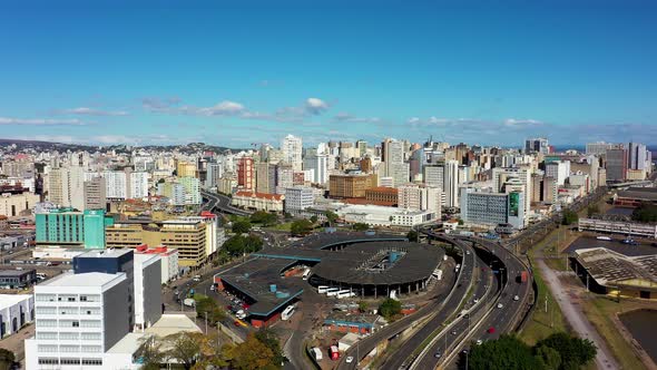 Porto Alegre, Brazil. Brazilian city skyline landmark. Buildings at downtown city.