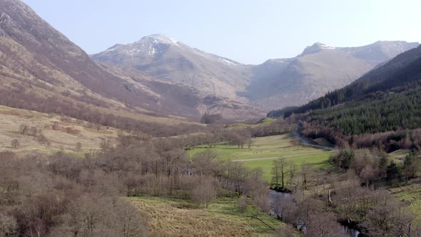 Typical Scottish Highlands Landscape Views with Mountains, Rivers and Forests