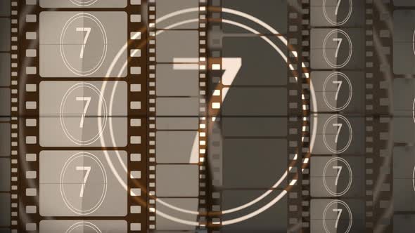 Film Countdown Background with Film Strip on the Cinema Screen