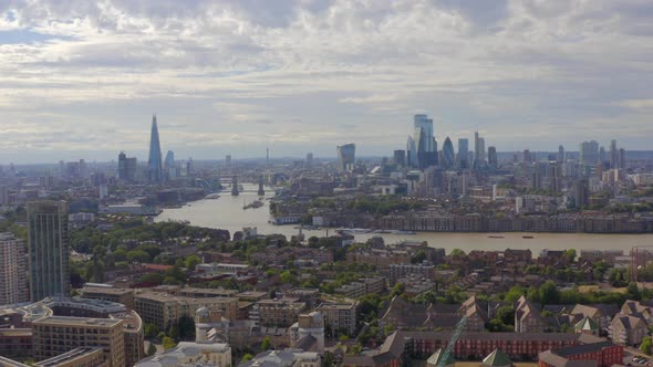 Aerial View of the Distant London Skyline From Docklands