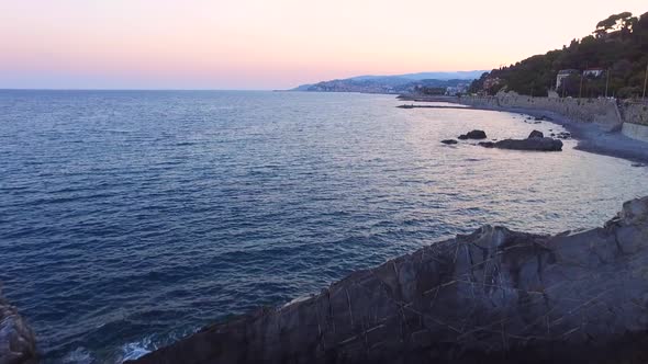 Aerial View over Beach and Cliff