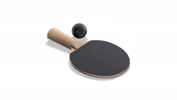 Blank black table tennis racket with ball, looped rotation