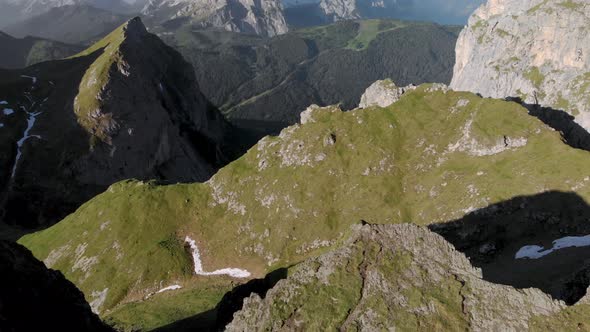 Aerial Crane Shot Of Monte Civetta in Dolomites Italy South Tyrol