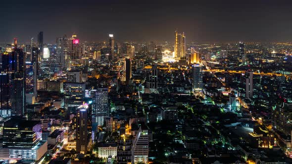 Bangkok business district city center, rush hour traffic, at night – Time Lapse