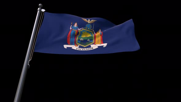 New York State Flag  With Alpha Channel 4K