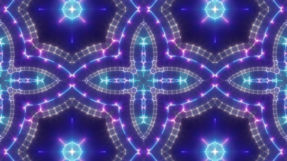 Blinking Lights Neon Kaleidoscope Background Loop 4K 04