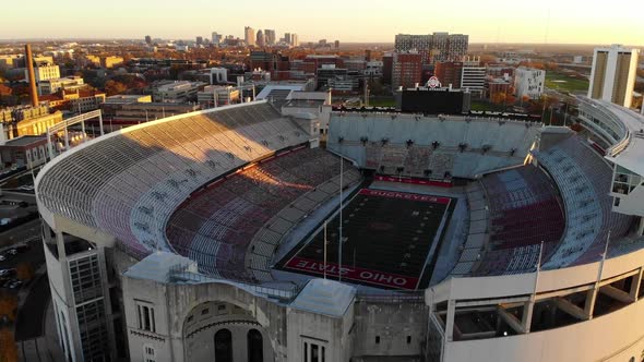 Ohio Stadium - Aerial drone - Columbus Ohio, the Ohio State University